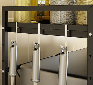 Adjustable Width & Height Microwave Shelf | Black