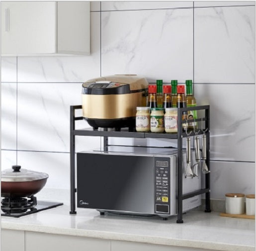 Adjustable Width & Height Microwave Shelf | Black