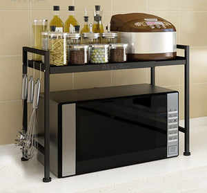 Adjustable Width & Height Microwave Shelf | Black