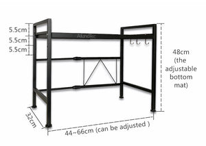 Adjustable Width & Height Microwave Shelf | Black