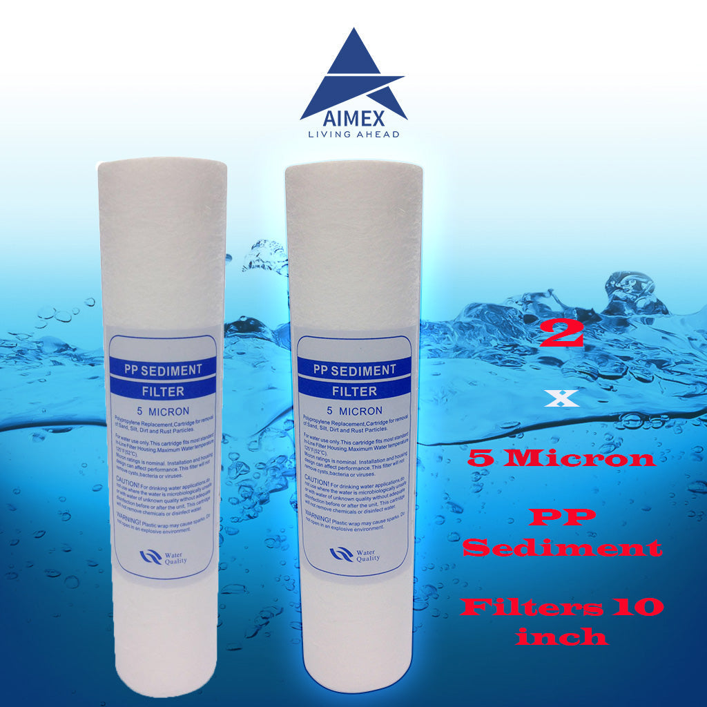 Under Sink Sediment Water Filter Cartridge | 5 Micron PP | 2-Pack