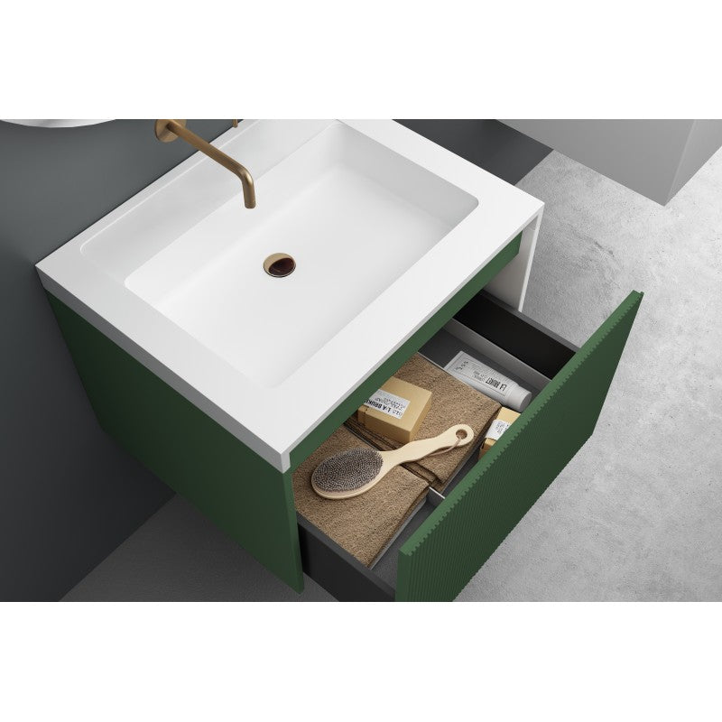 Rimini Wall Hung Bathroom Vanity | 600mm | Rain Forest Finish