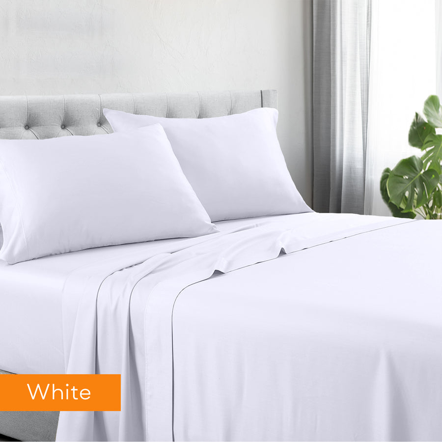 1200TC Hotel Quality Cotton Rich Sheet Set | King Single | White