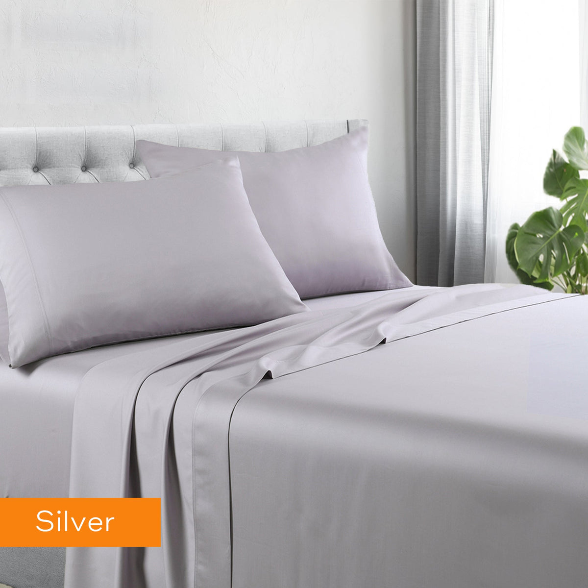 1200TC Hotel Quality Cotton Rich Sheet Set | Mega King | Silver
