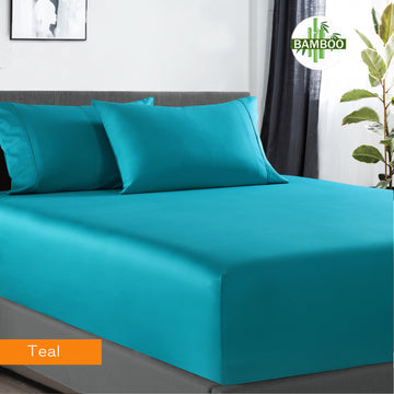 400 Thread Count Bamboo Cotton | 1 Fitted Sheet & 2 Pillowcases | Queen | Teal