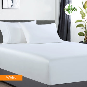 400 Thread Count Bamboo Cotton | 1 Fitted Sheet & 2 Pillowcases | Queen | White