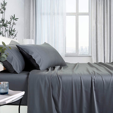 1000TC Bamboo Cotton Sheet Set | Mega Queen | Charcoal