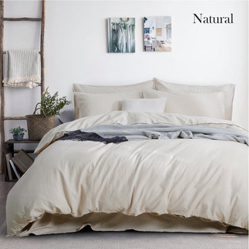 Luxurious Linen Cotton Quilt Cover Set | King | Natural