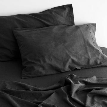 Luxurious Linen Cotton Sheet Set | 1 Queen | Charcoal