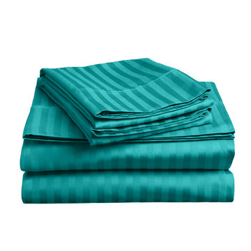 Soft Stripe Microfibre Sheet Set | Double | Teal