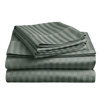 Soft Stripe Microfibre Sheet Set | Queen | Charcoal
