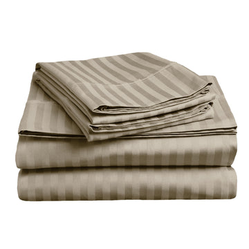 Soft Stripe Microfibre Sheet Set | Queen | Taupe