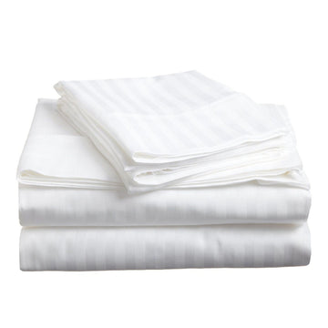 Soft Stripe Microfibre Sheet Set | Queen | White