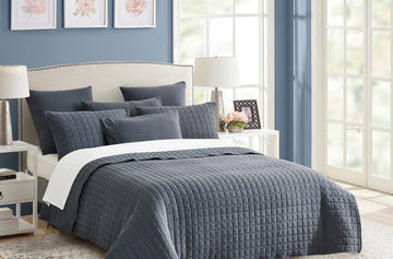 7 Piece Vintage Stone Wash Comforter Set | Queen | Charcoal
