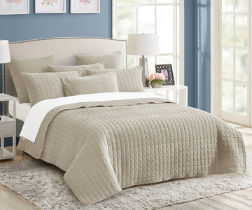 7 Piece Vintage Stone Wash Comforter Set | Queen | Natural