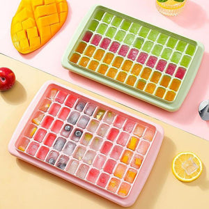 55 Grids Ice Cube Tray Mould | With Lid & Storage Box | Scoop Set | Maker Ice Cube | Blue