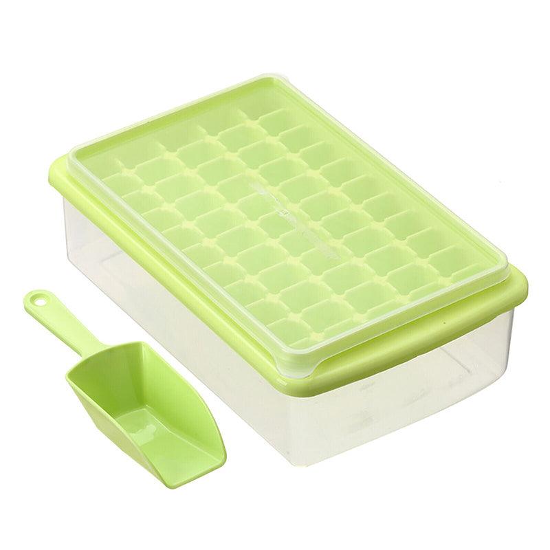 55 Grids Ice Cube Tray Mould | With Lid & Storage Box | Scoop Set | Maker Ice Cube | Blue