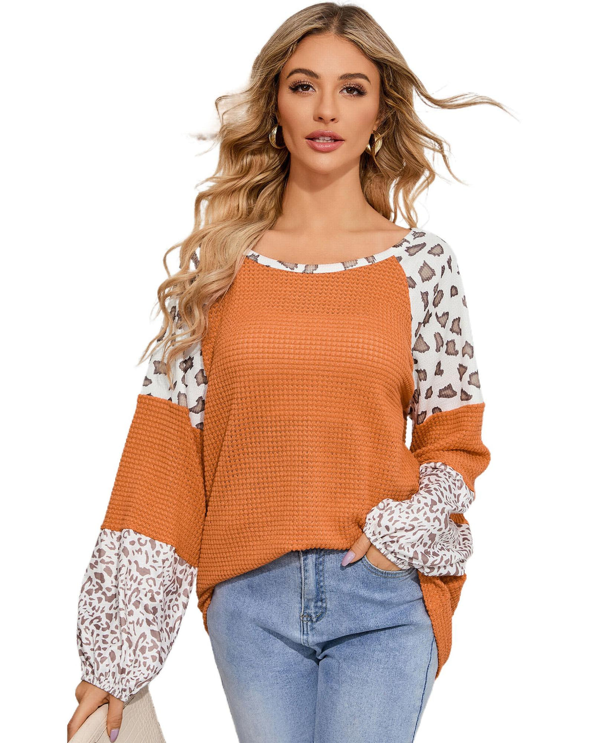 Azura Exchange Leopard Colorblock Top - S