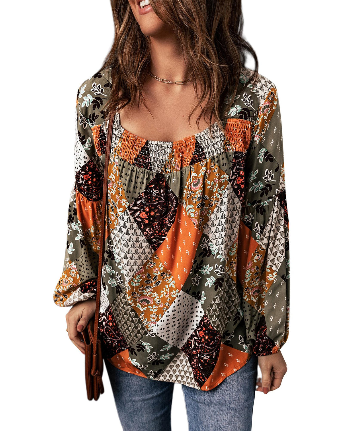 Azura Exchange Mixed Print Blouse - S