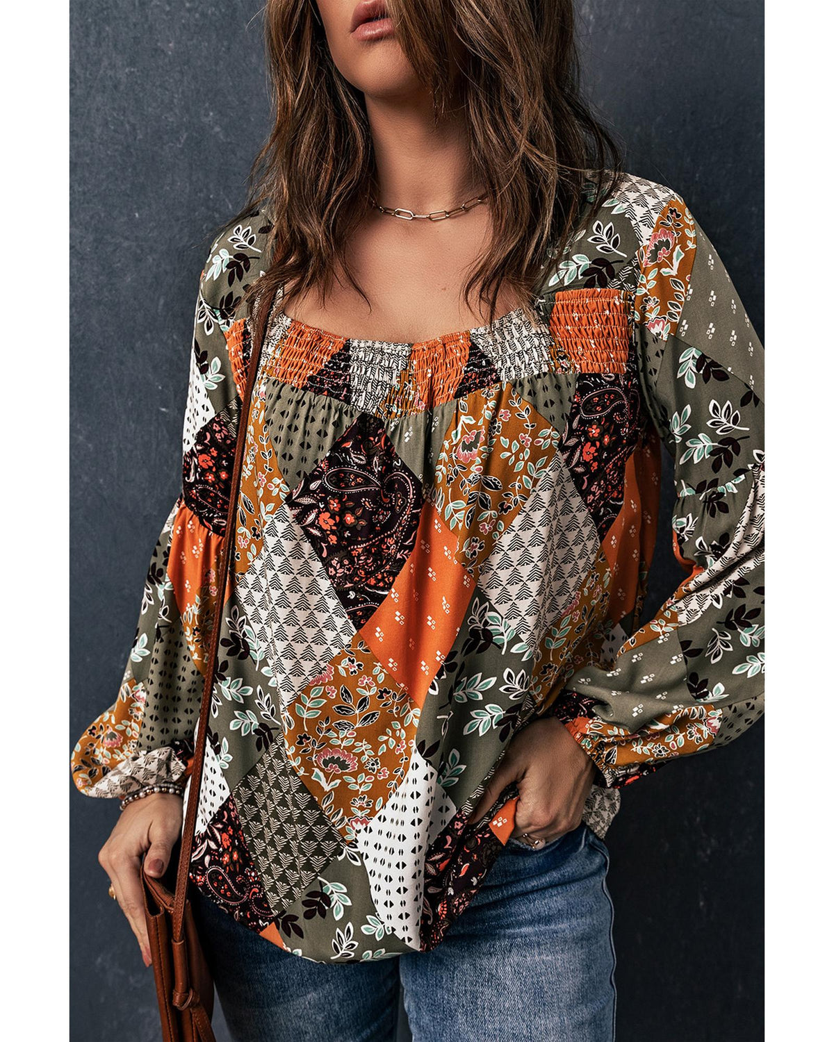 Azura Exchange Mixed Print Blouse - S