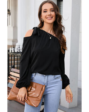 Azura Exchange Asymmetric Off Shoulder Blouse - L