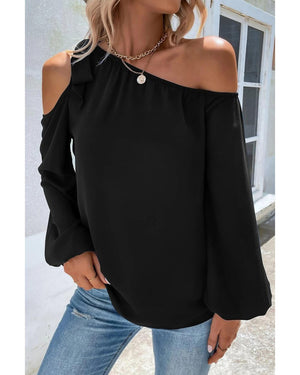 Azura Exchange Asymmetric Off Shoulder Blouse - M