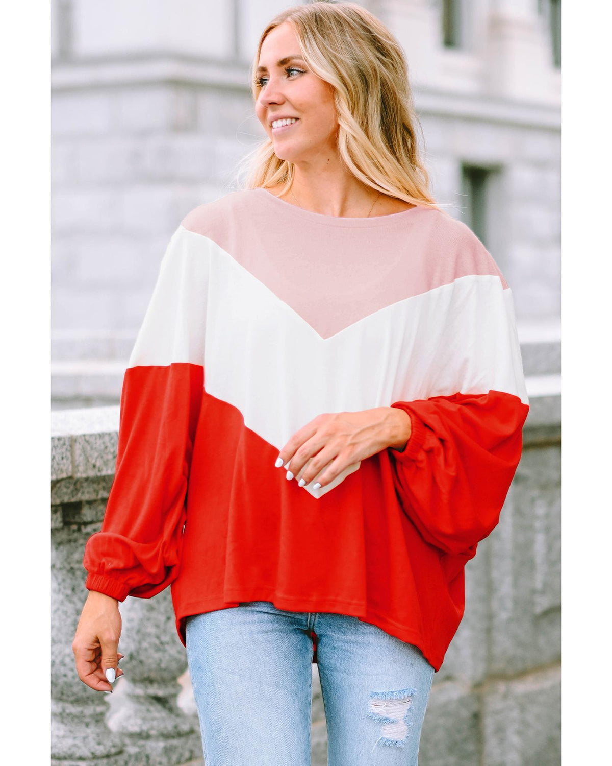 Azura Exchange Chevron Knit Top - L