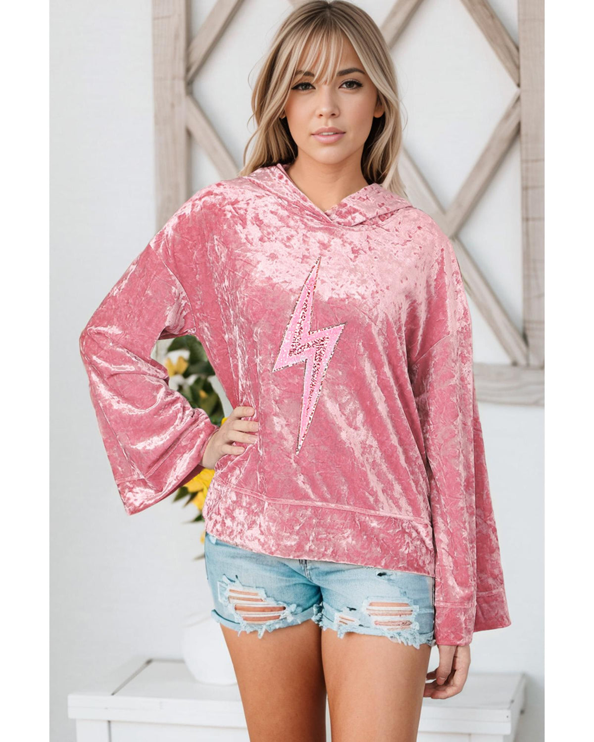 Azura Exchange Sequin Oversized Hoodie - L