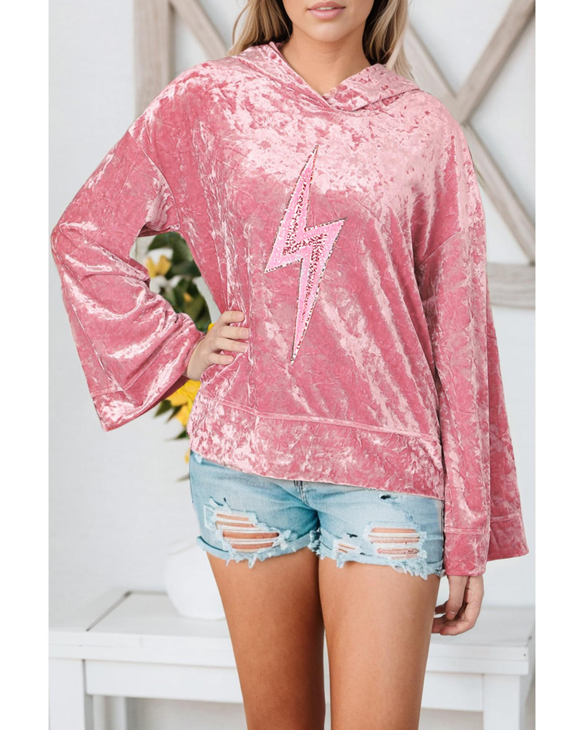 Azura Exchange Sequin Oversized Hoodie - L