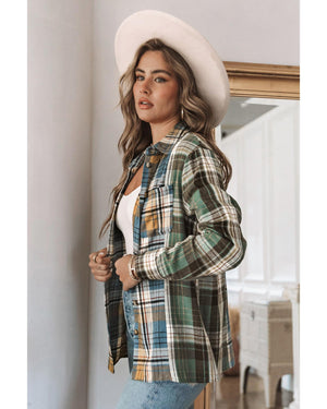 Azura Exchange Button Up Plaid Shacket - L