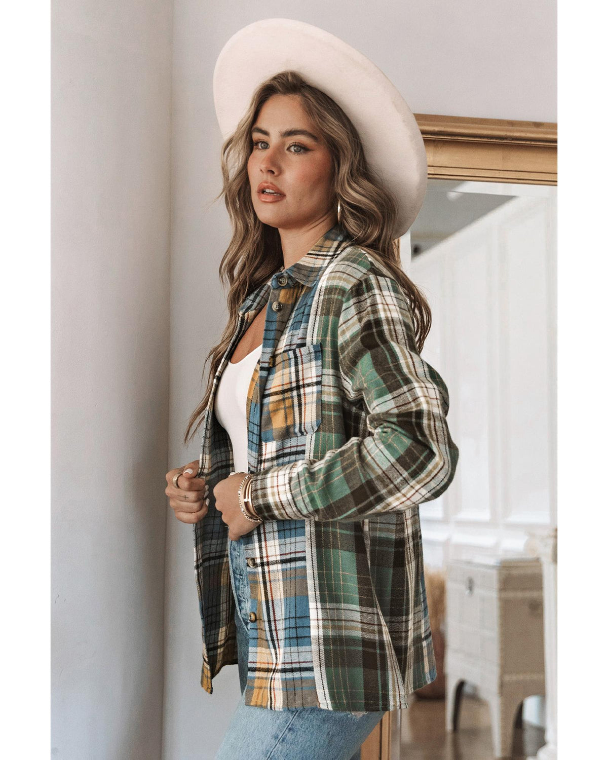 Azura Exchange Button Up Plaid Shacket - XL