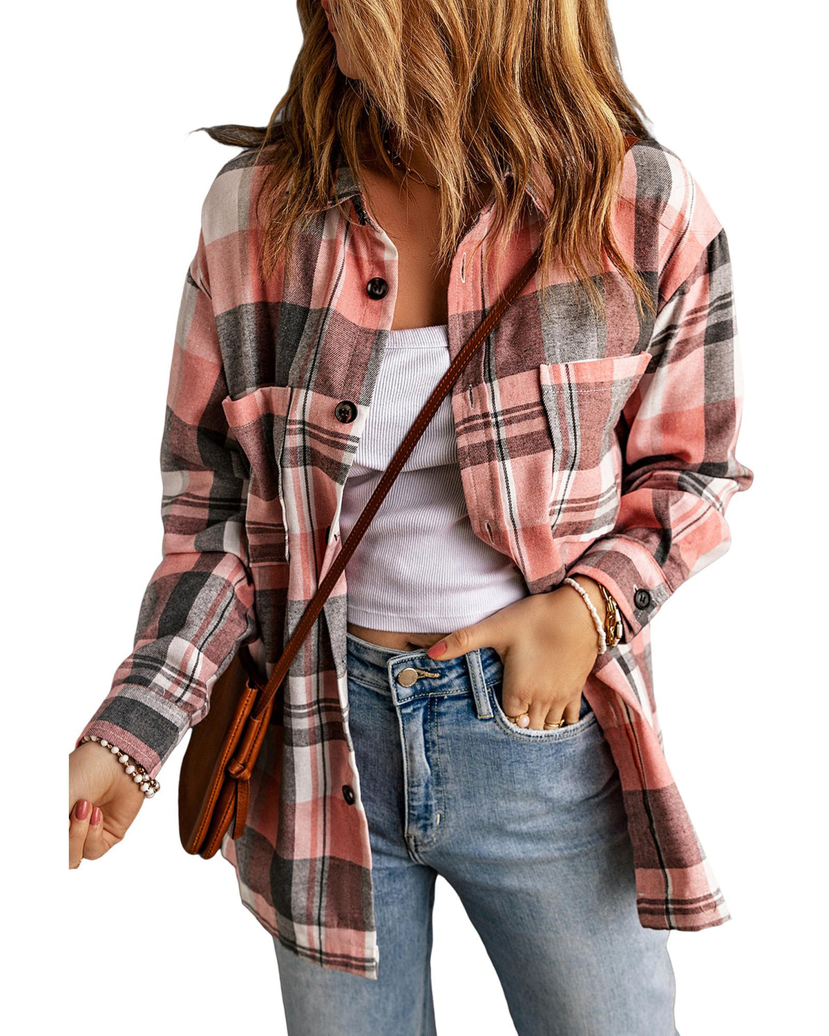 Azura Exchange Button Up Plaid Shirt - XL