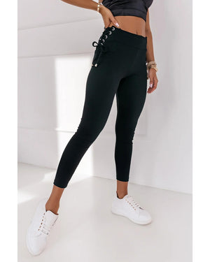 Azura Exchange Lace-Up Ribbed Leggings - XL