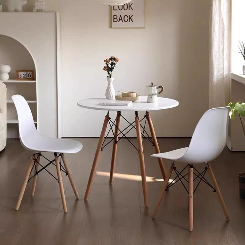 Wood Dining Table for 2-4 People | 80cm DIA | Modern Round Kitchen Table | Wood Legs