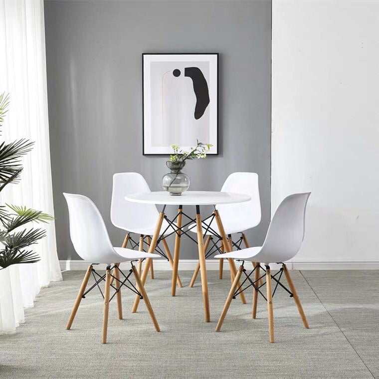 Wood Dining Table for 2-4 People | 80cm DIA | Modern Round Kitchen Table | Wood Legs