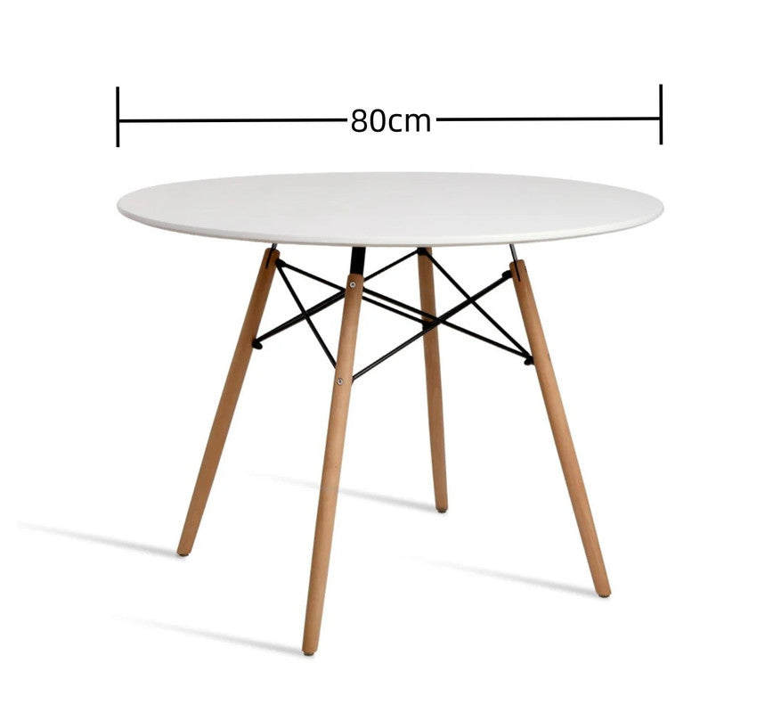 Wood Dining Table for 2-4 People | 80cm DIA | Modern Round Kitchen Table | Wood Legs