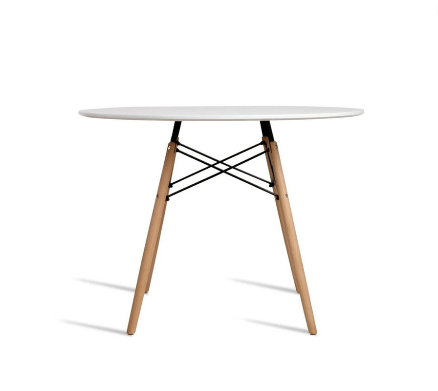 Wood Dining Table for 2-4 People | 80cm DIA | Modern Round Kitchen Table | Wood Legs