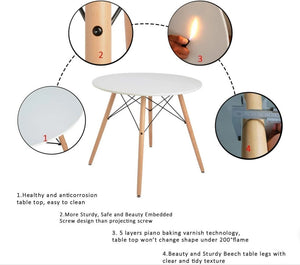 Wood Dining Table for 2-4 People | 80cm DIA | Modern Round Kitchen Table | Wood Legs