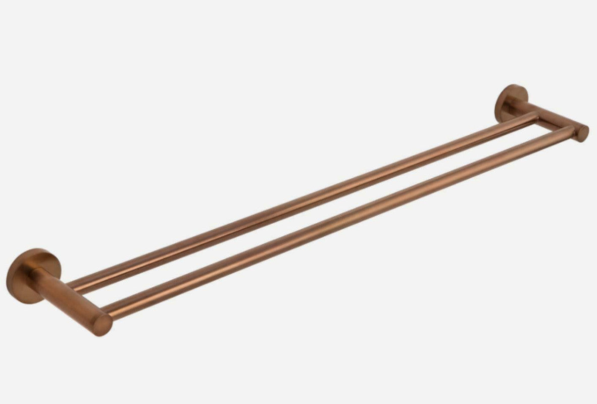 Luxurious Brushed Rose Gold Stainless Steel 304 Towel Rack Rail | Double Bar 600mm