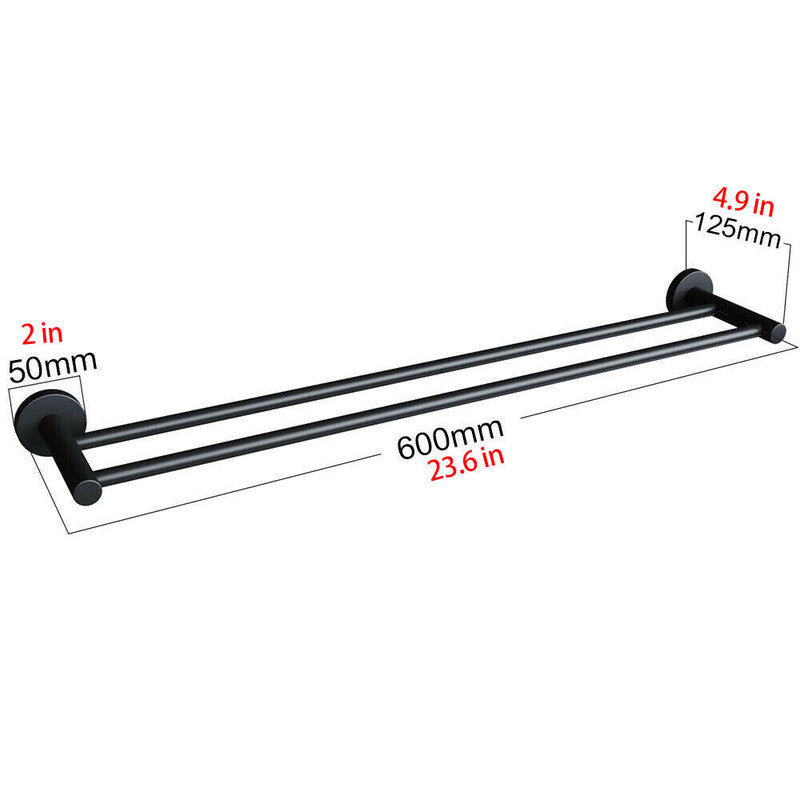 Luxurious Brushed Rose Gold Stainless Steel 304 Towel Rack Rail | Double Bar 600mm