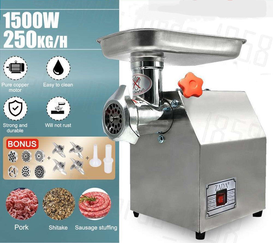 1.63HP Commercial Meat Mincer | Electric Grinder & Sausage Maker Filler, 1200W