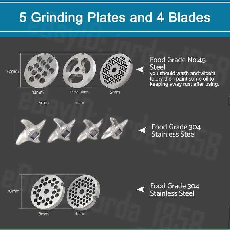 1.63HP Commercial Meat Mincer | Electric Grinder & Sausage Maker Filler, 1200W