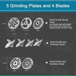 1.63HP Commercial Meat Mincer | Electric Grinder & Sausage Maker Filler, 1200W