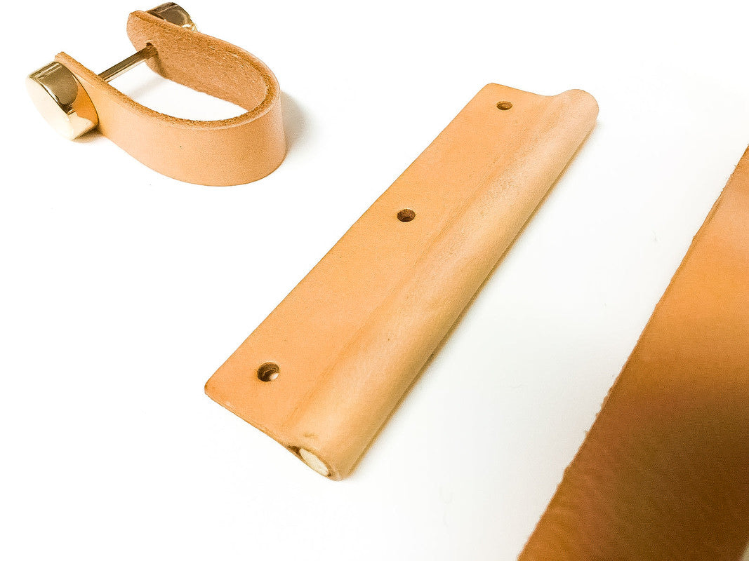 100% Genuine Leather Door Knob | Cabinet Kitchen Drawer Handle Pull | Laundry | Gold