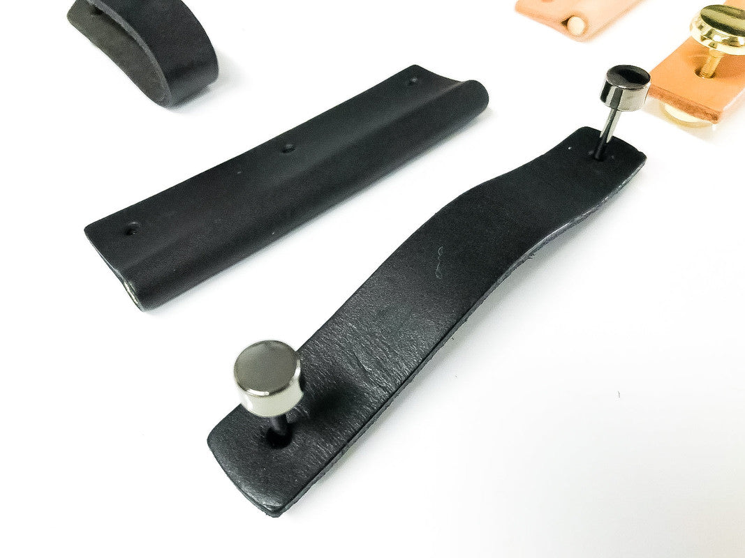 100% Genuine Leather Door Knob | Cabinet Kitchen Drawer Handle Pull | Laundry | Gold