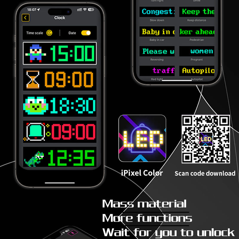 LED Matrix Panel | Programmable | Flexible Screen | IP65 | 70×173mm | APP Control