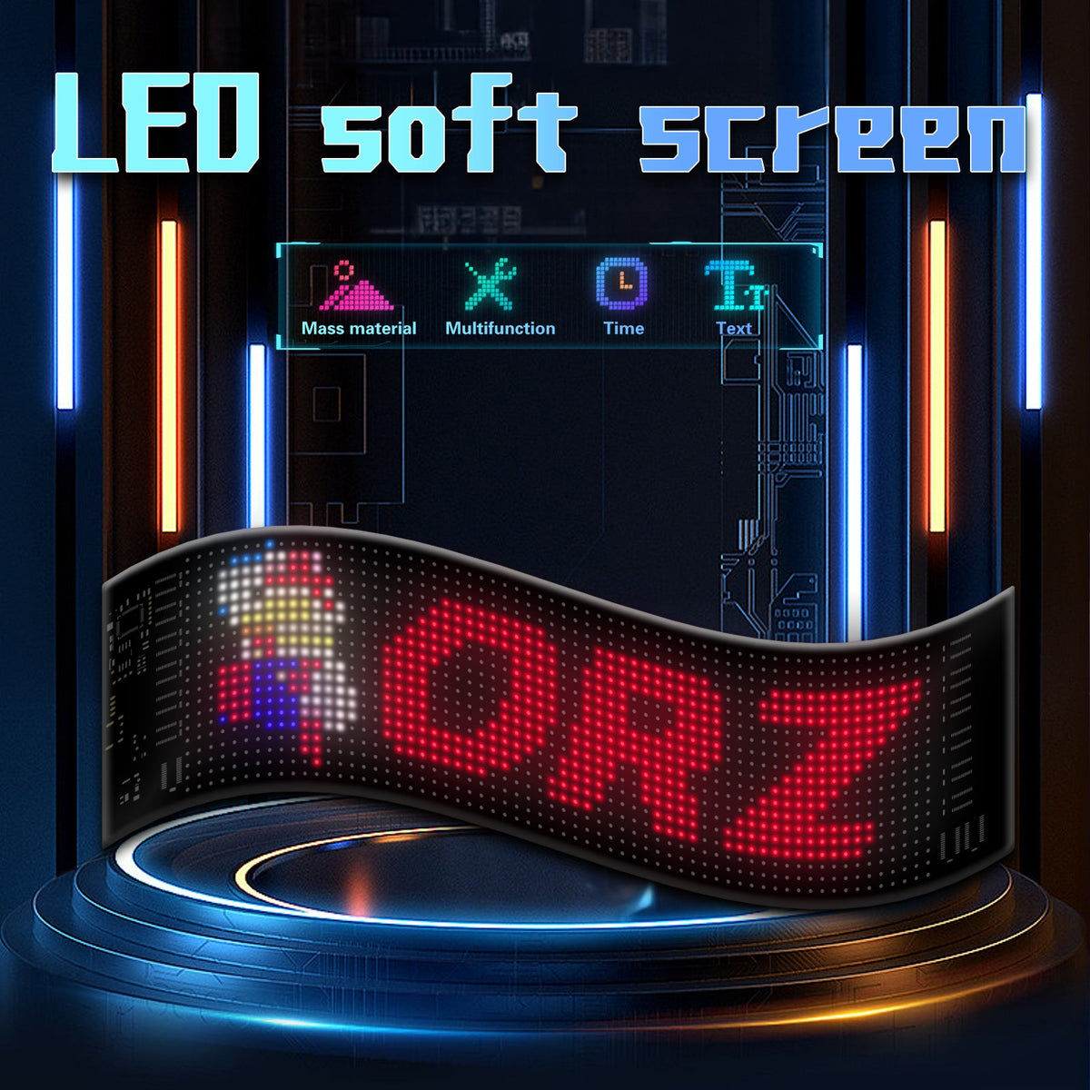 LED Matrix Panel | Programmable | Flexible Screen | IP65 | 120×595mm | APP Control