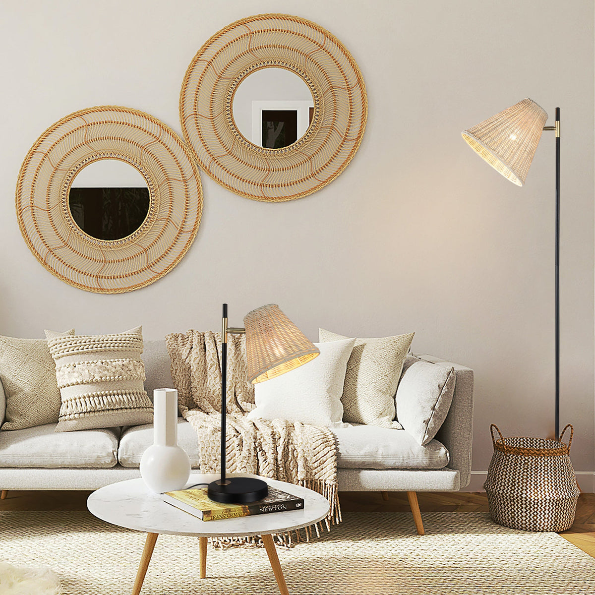 Yvette Rattan Floor Lamp | Boho Chic, Natural Rattan Design