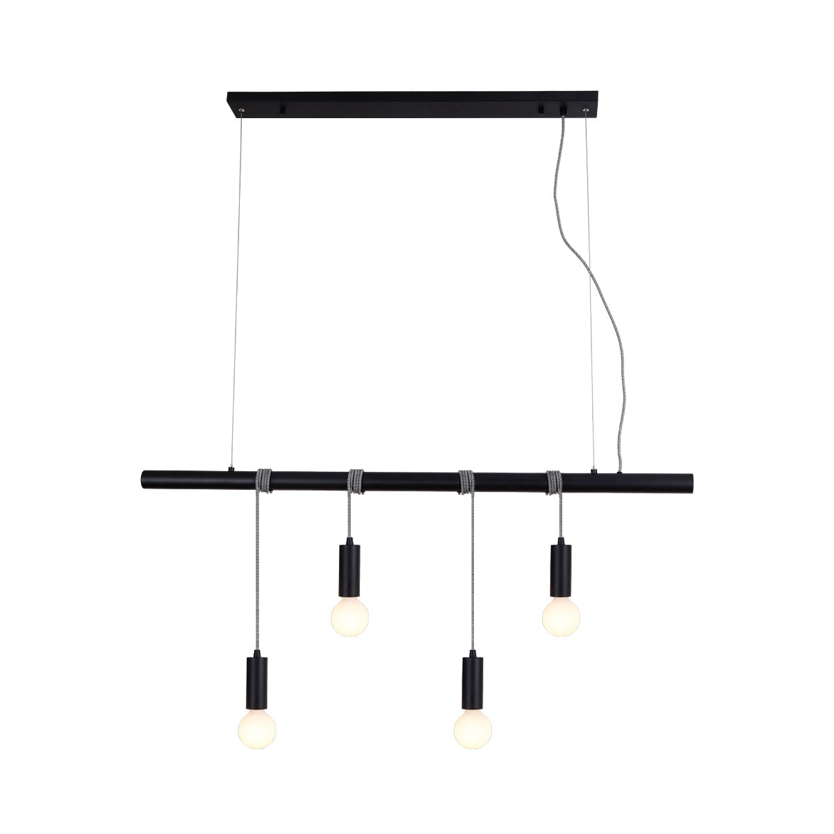 Bikkel 4 Lights Pendant Light | Black, Modern and Sleek Design for Home or Office