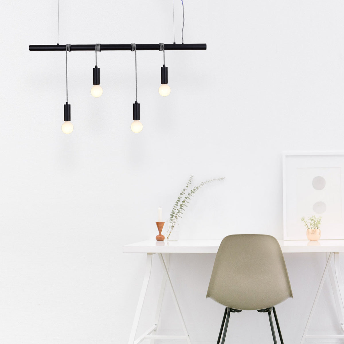 Bikkel 4 Lights Pendant Light | Black, Modern and Sleek Design for Home or Office